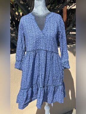 Sigrid Olsen Blue Patterned Dress